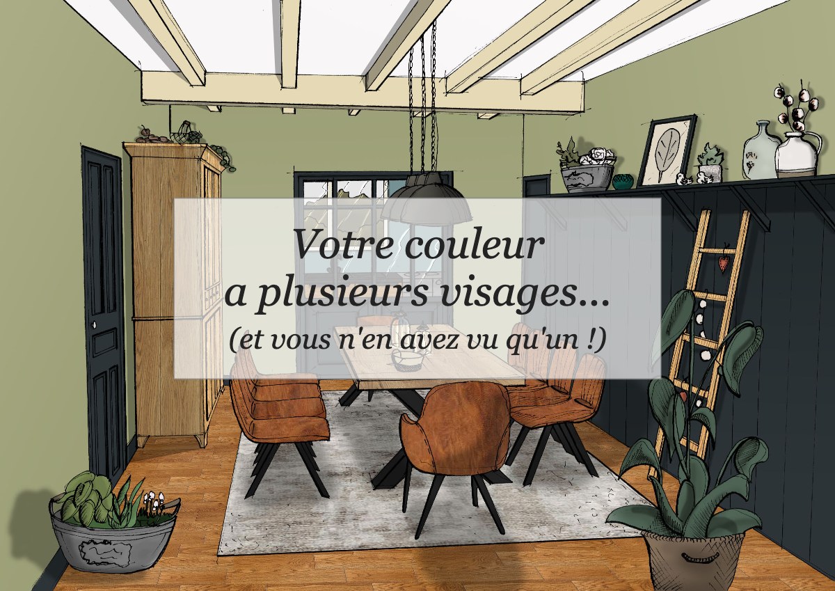 Dessin de salle à manger aux murs verts, couverture de l'article Votre couleur a plusieurs visages